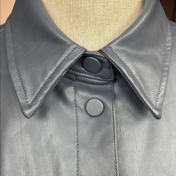 Blue H&M Faux Leather Button-Up Shirt/Jacket - Picture 6 of 8